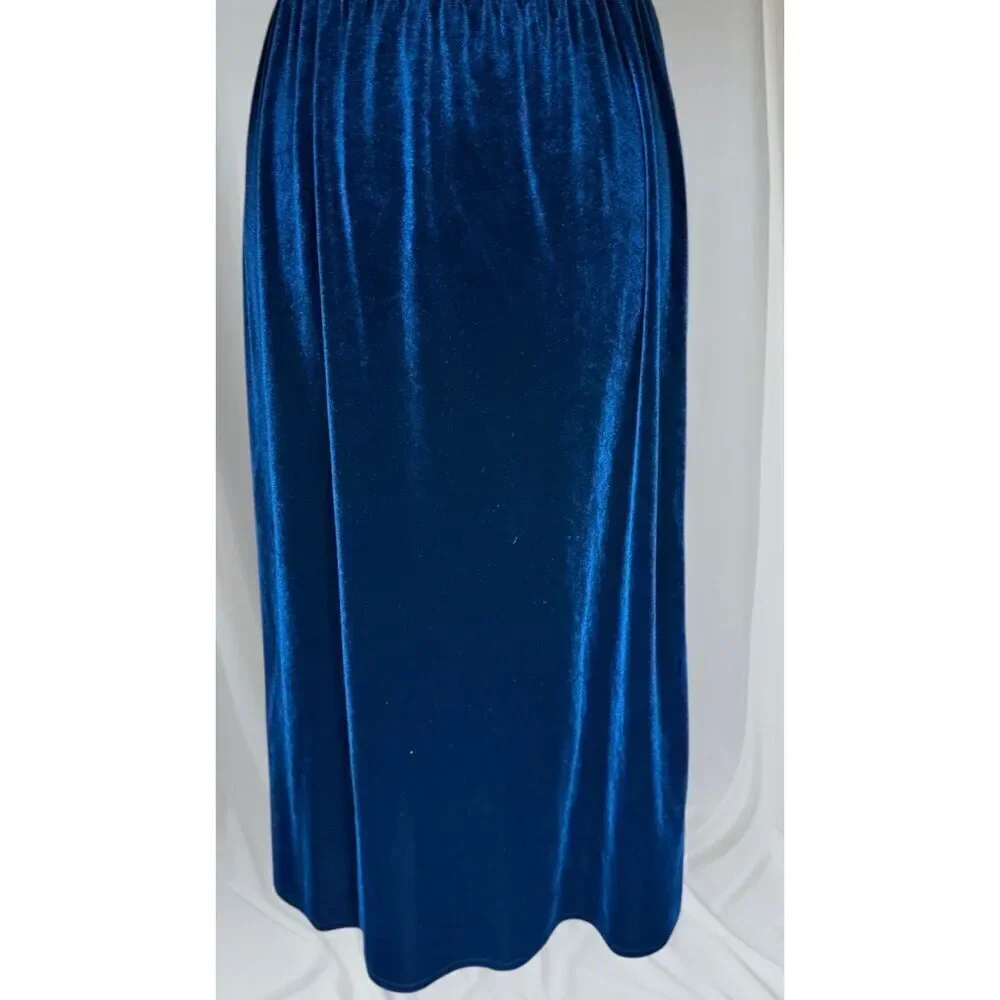 K Studio Velvet Tunic & Skirt Set Sz. 14 Teal Flattering Confortable